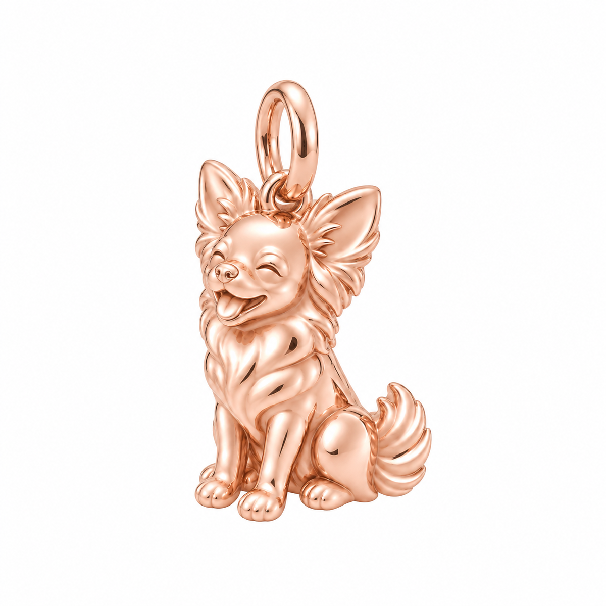 Chihuahua - long hair — Happy Pup Charm and Polyester Cord Bracelet Set — Rose Gold