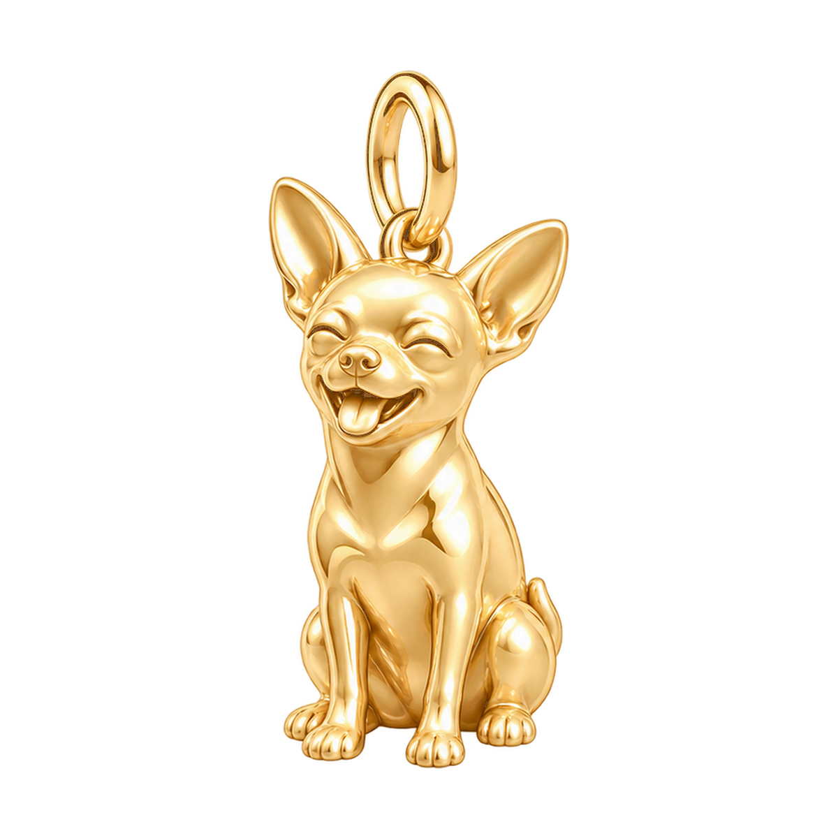 Chihuahua - short hair — Happy Pup Charm and Polyester Cord Bracelet Set — Gold