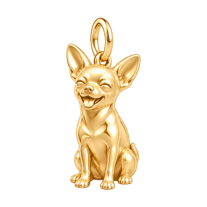 Chihuahua - short hair — Happy Pup Charm and Polyester Cord Bracelet Set — Gold