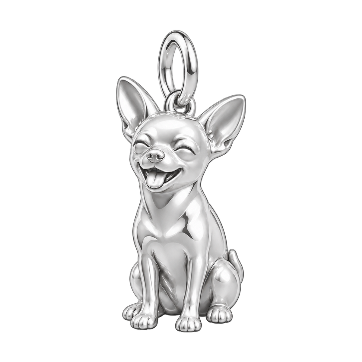 Chihuahua - short hair — Happy Pup Charm and Polyester Cord Bracelet Set — Silver