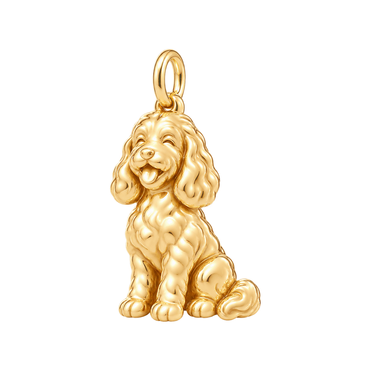 Cockapoo — Happy Pup Charm and Polyester Cord Bracelet Set — Gold