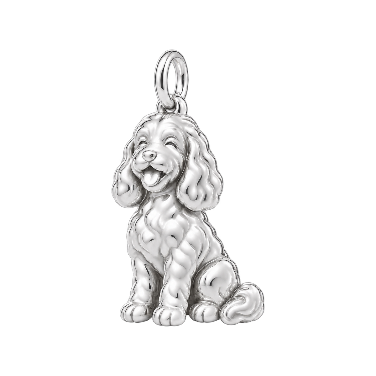 Cockapoo — Happy Pup Charm and Polyester Cord Bracelet Set — Silver