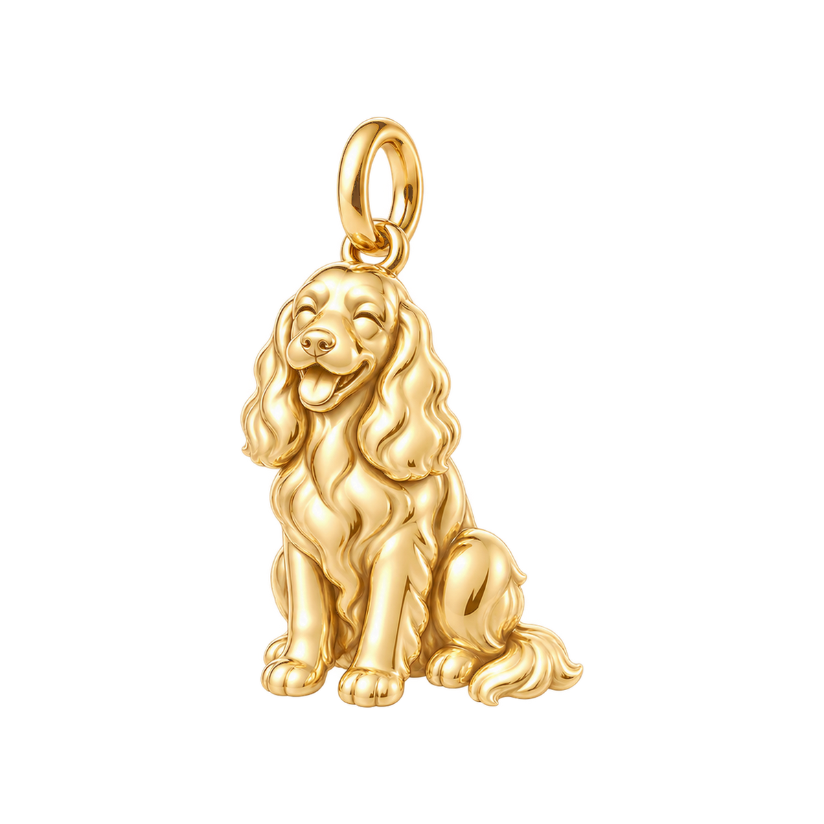 Cocker Spaniel — Happy Pup Charm and Polyester Cord Bracelet Set — Gold