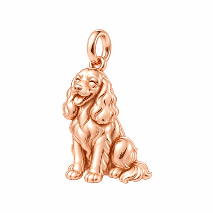 Cocker Spaniel — Happy Pup Charm and Polyester Cord Bracelet Set — Rose Gold