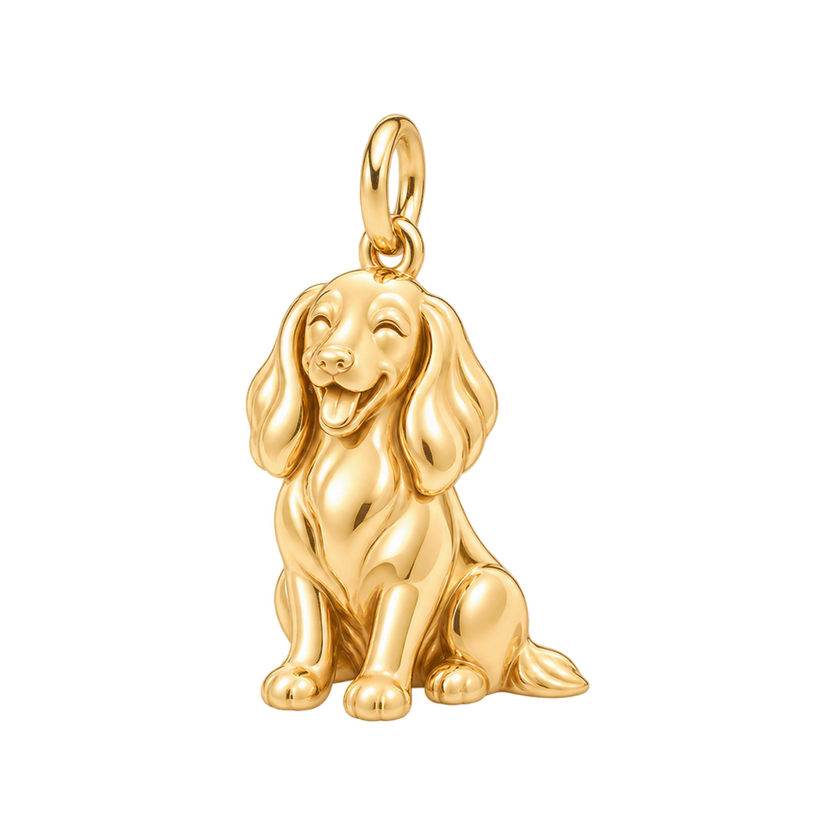 Dachshund - longhair — Happy Pup Charm and Polyester Cord Bracelet Set — Gold