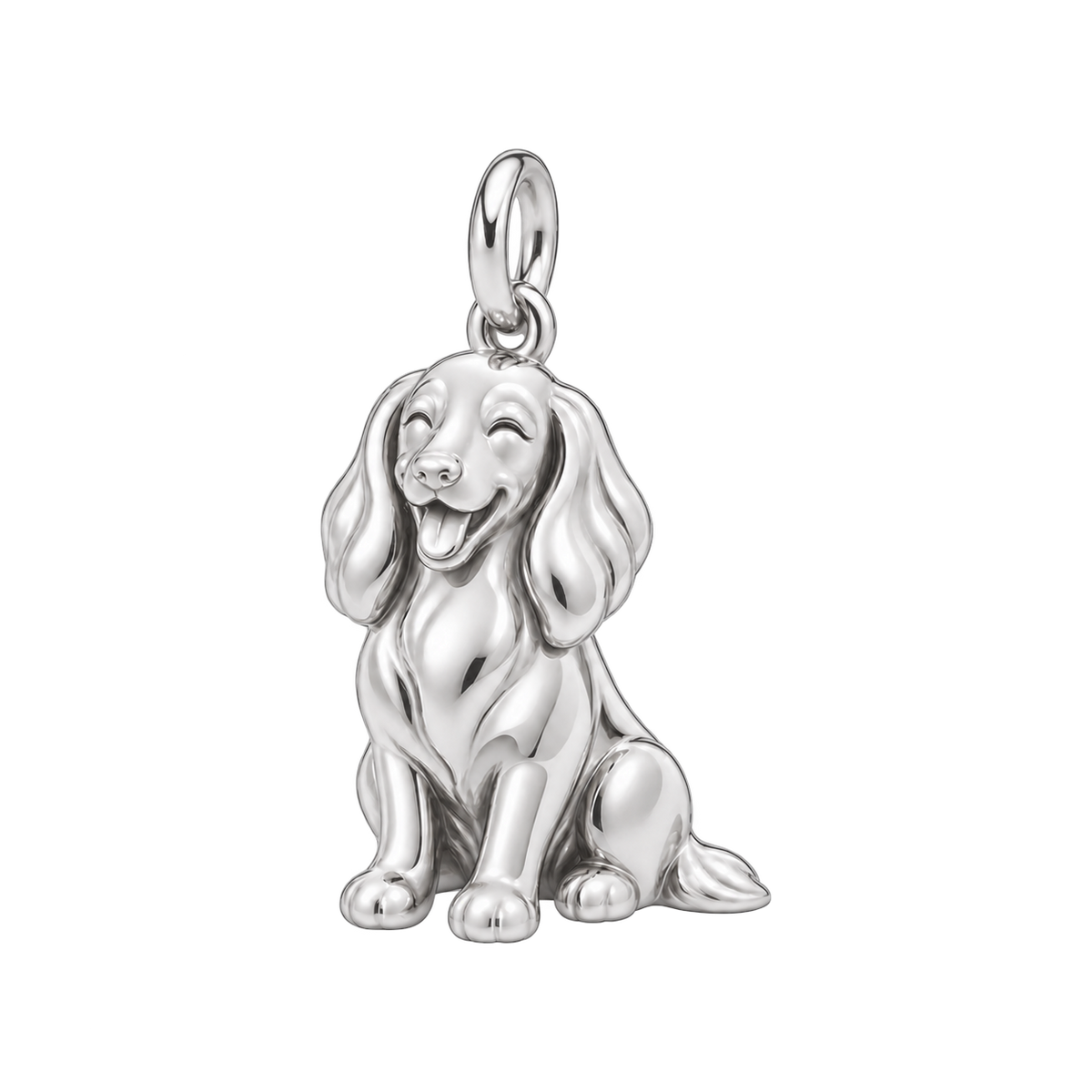 Dachshund - longhair — Happy Pup Charm and Polyester Cord Bracelet Set — Silver