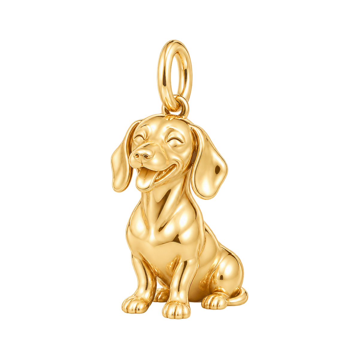 Dachshund - smooth coat — Happy Pup Charm and Polyester Cord Bracelet Set — Gold