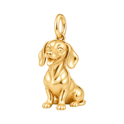 Dachshund - smooth coat — Happy Pup Charm and Polyester Cord Bracelet Set — Gold