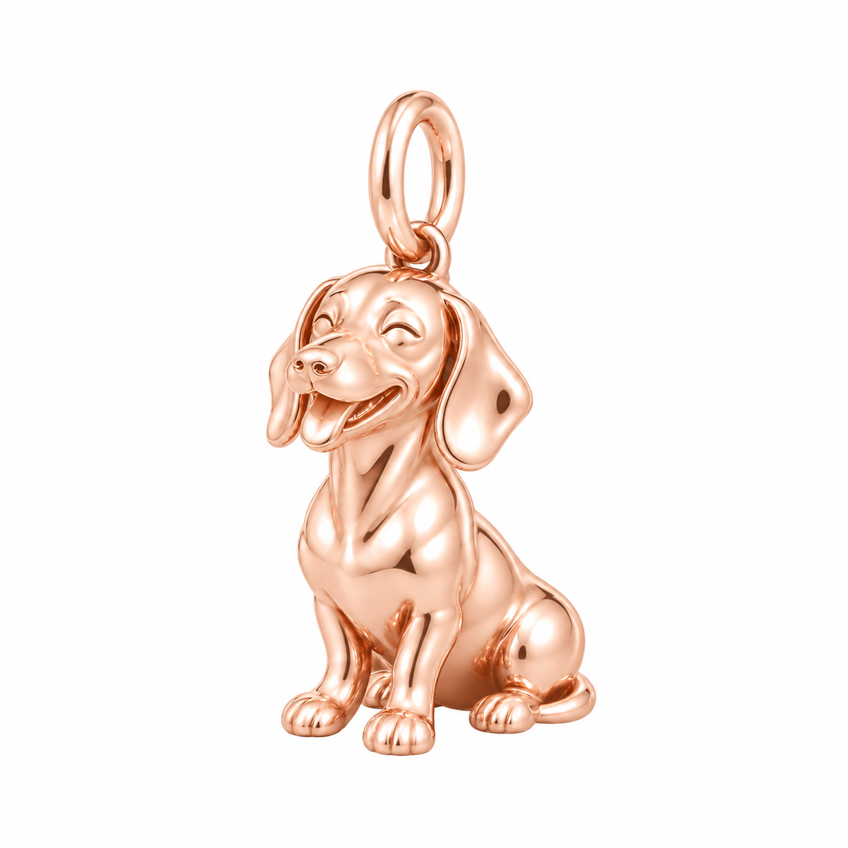 Dachshund - smooth coat — Happy Pup Charm and Polyester Cord Bracelet Set — Rose Gold