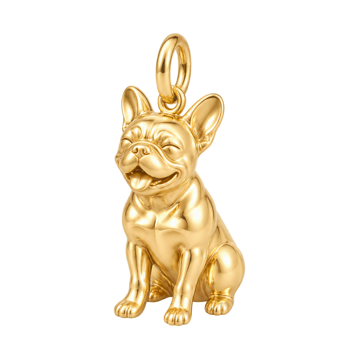 French Bulldog — Happy Pup Charm and Polyester Cord Bracelet Set — Gold