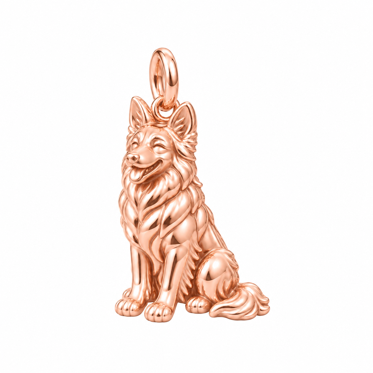 German Shepherd - long coat — Happy Pup Charm and Polyester Cord Bracelet Set — Rose Gold