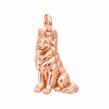 German Shepherd - long coat — Happy Pup Charm and Polyester Cord Bracelet Set — Rose Gold