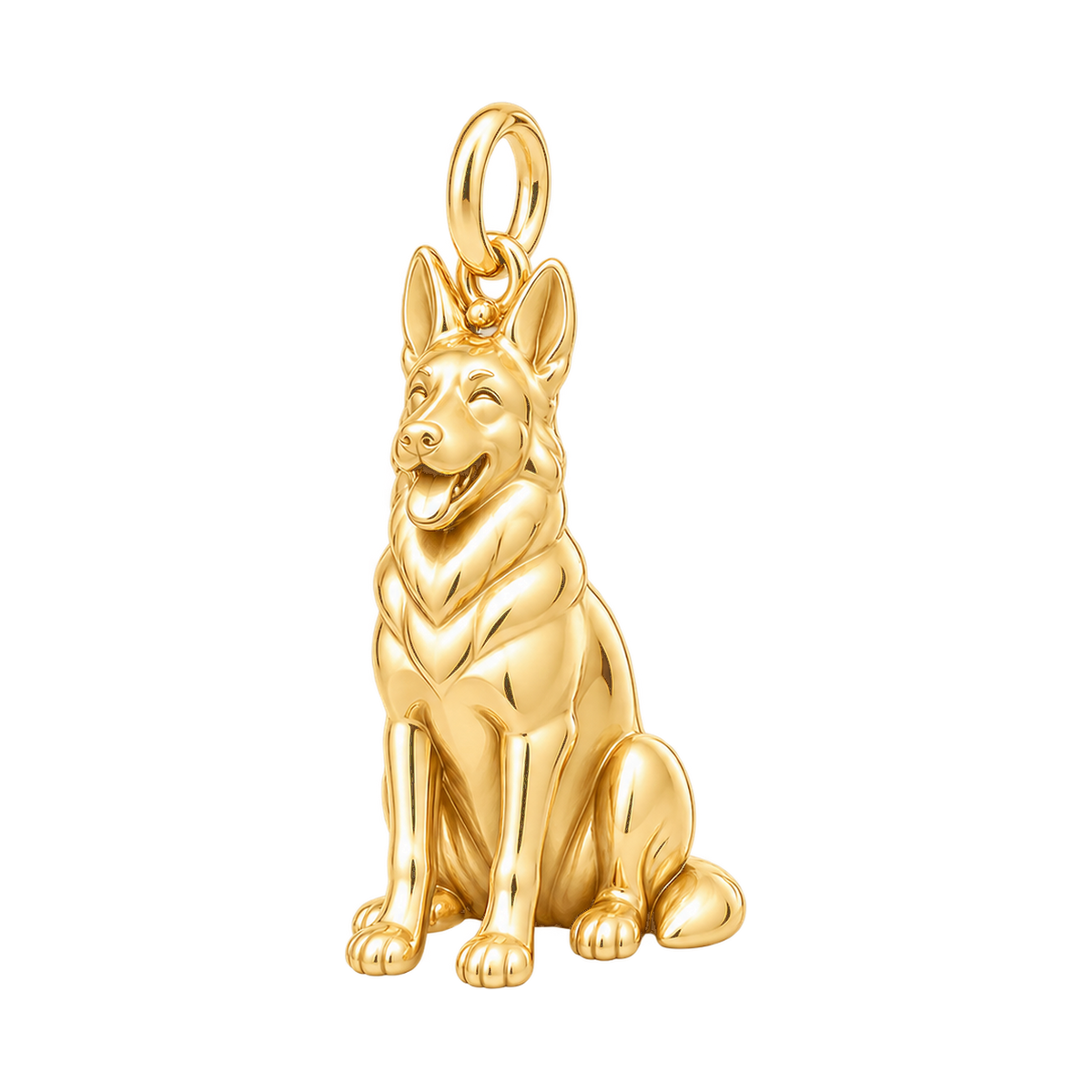 German Shepherd - standard coat — Happy Pup Charm and Polyester Cord Bracelet Set — Gold