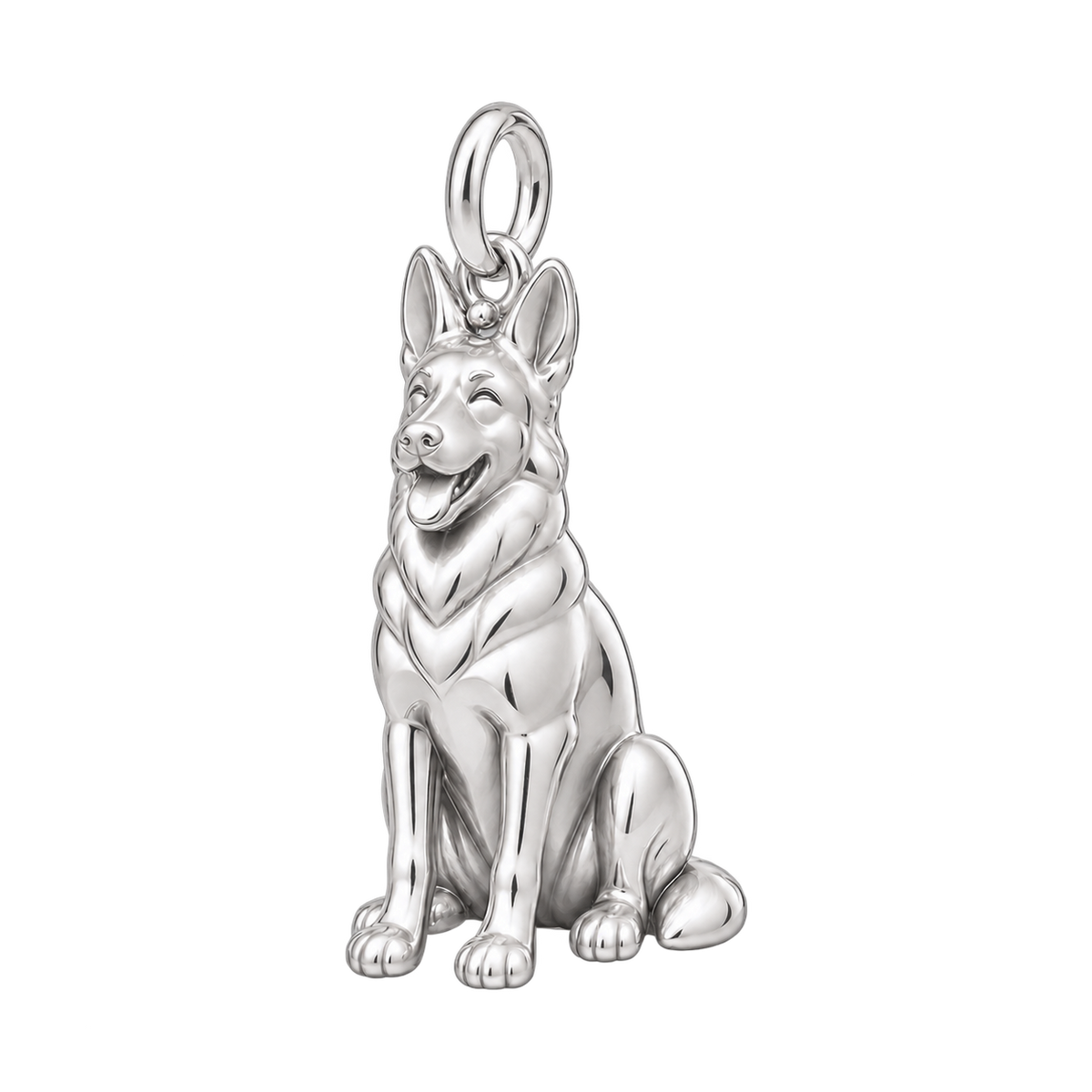 German Shepherd - standard coat — Happy Pup Charm and Polyester Cord Bracelet Set — Silver