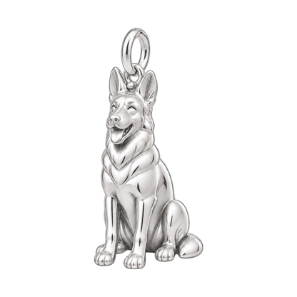 German Shepherd - standard coat — Happy Pup Charm and Polyester Cord Bracelet Set — Silver