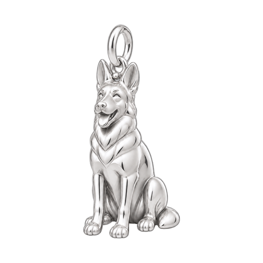 German Shepherd - standard coat — Happy Pup Charm and Polyester Cord Bracelet Set — Silver