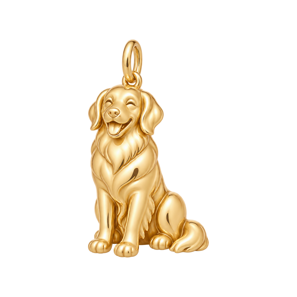 Golden Retriever — Happy Pup Charm and Polyester Cord Bracelet Set — Gold