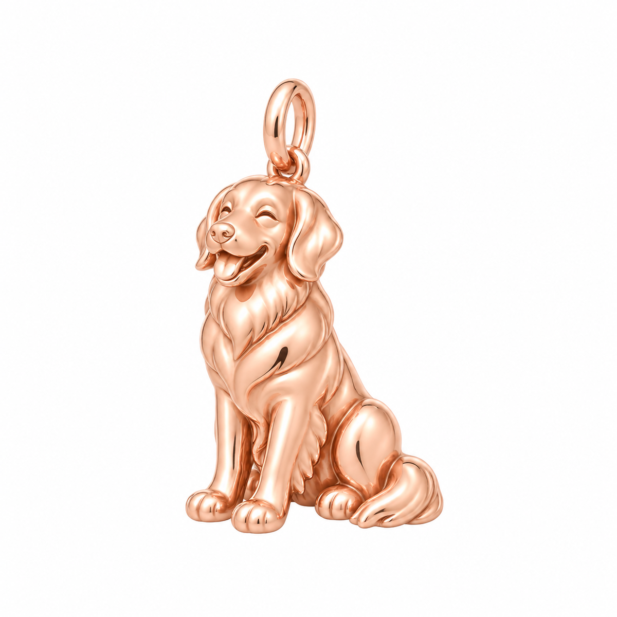 Golden Retriever — Happy Pup Charm and Polyester Cord Bracelet Set — Rose Gold
