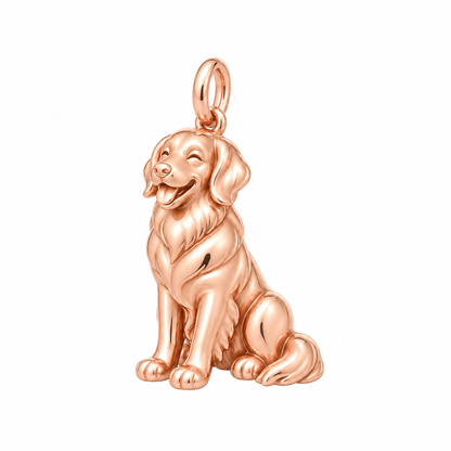 Golden Retriever — Happy Pup Charm and Polyester Cord Bracelet Set — Rose Gold