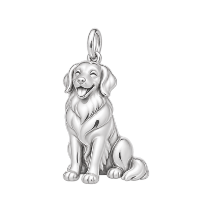 Golden Retriever — Happy Pup Charm and Polyester Cord Bracelet Set — Silver