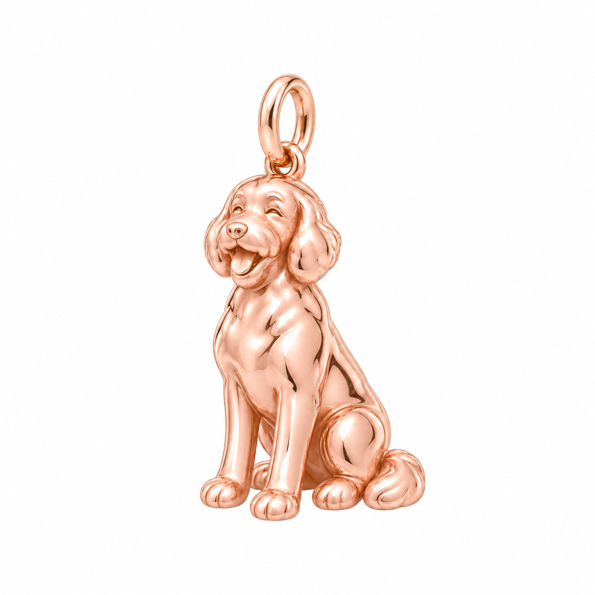 Goldendoodle - standard — Happy Pup Charm and Polyester Cord Bracelet Set — Rose Gold