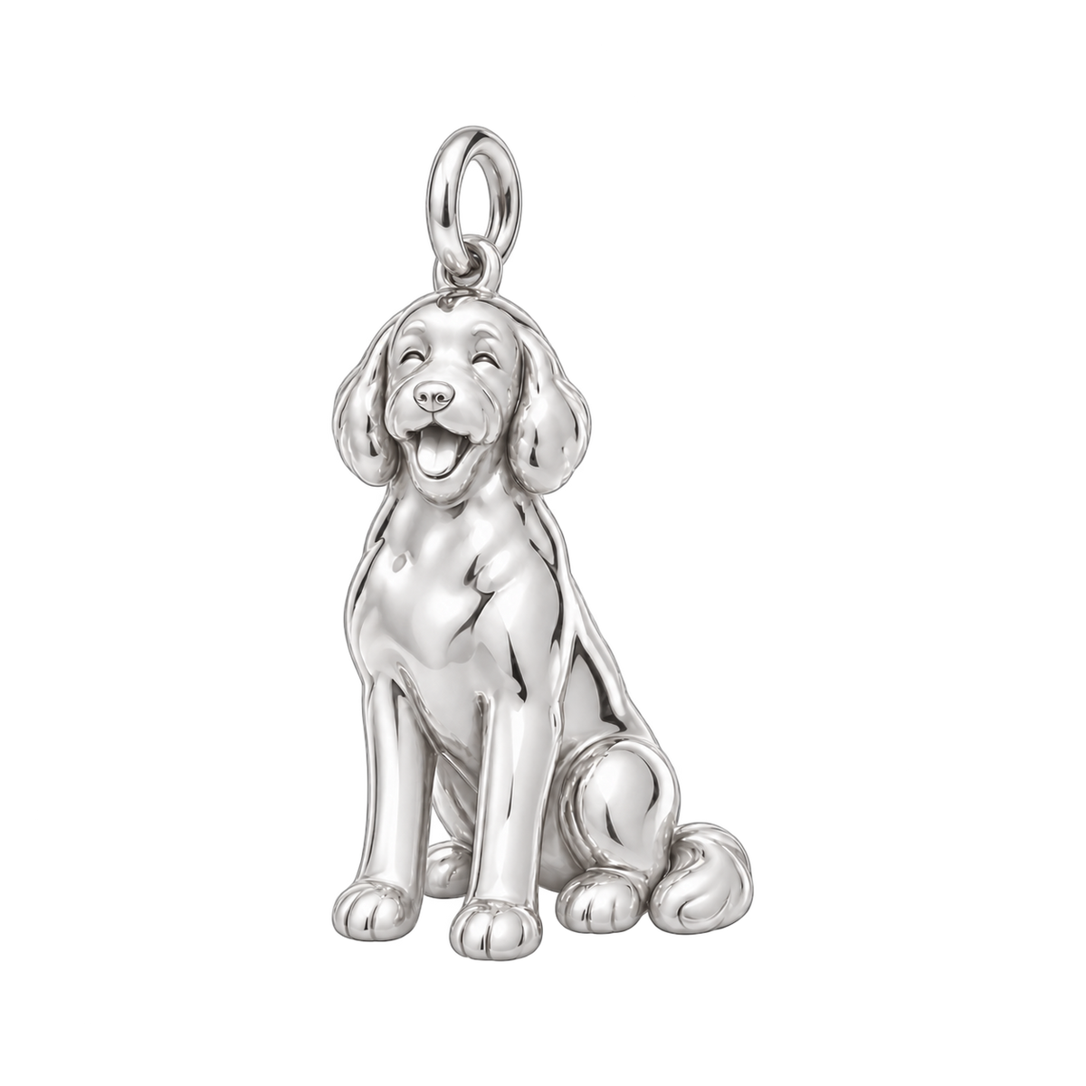 Goldendoodle - standard — Happy Pup Charm and Polyester Cord Bracelet Set — Silver