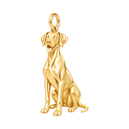 Great Dane - natural ears — Happy Pup Charm and Polyester Cord Bracelet Set — Gold