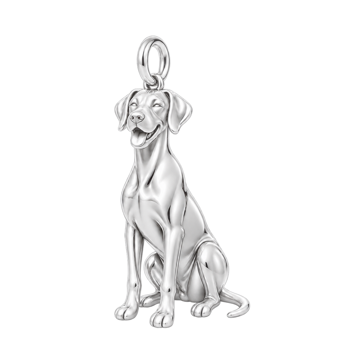 Great Dane - natural ears — Happy Pup Charm and Polyester Cord Bracelet Set — Silver