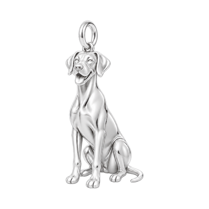 Great Dane - natural ears — Happy Pup Charm and Polyester Cord Bracelet Set — Silver