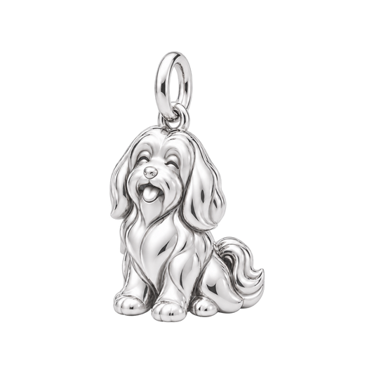 Havanese — Happy Pup Charm and Polyester Cord Bracelet Set — Silver