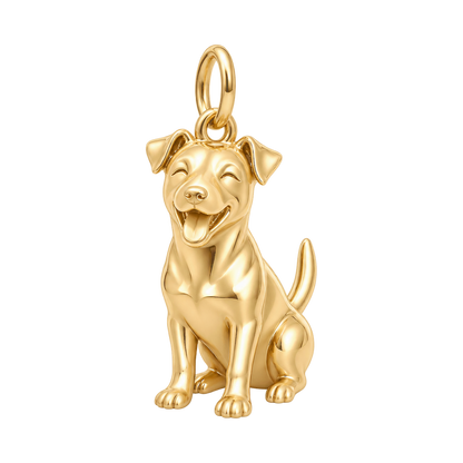 Jack Russell Terrier — Happy Pup Charm and Polyester Cord Bracelet Set — Gold
