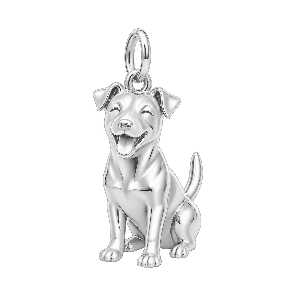 Jack Russell Terrier — Happy Pup Charm and Polyester Cord Bracelet Set — Silver