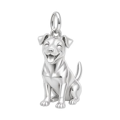 Jack Russell Terrier — Happy Pup Charm and Polyester Cord Bracelet Set — Silver