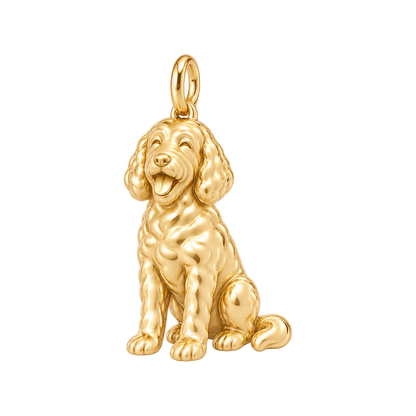 Labradoodle — Happy Pup Charm and Polyester Cord Bracelet Set — Gold