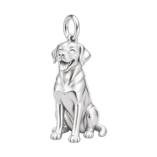 Labrador Retriever — Happy Pup Charm and Polyester Cord Bracelet Set — Silver