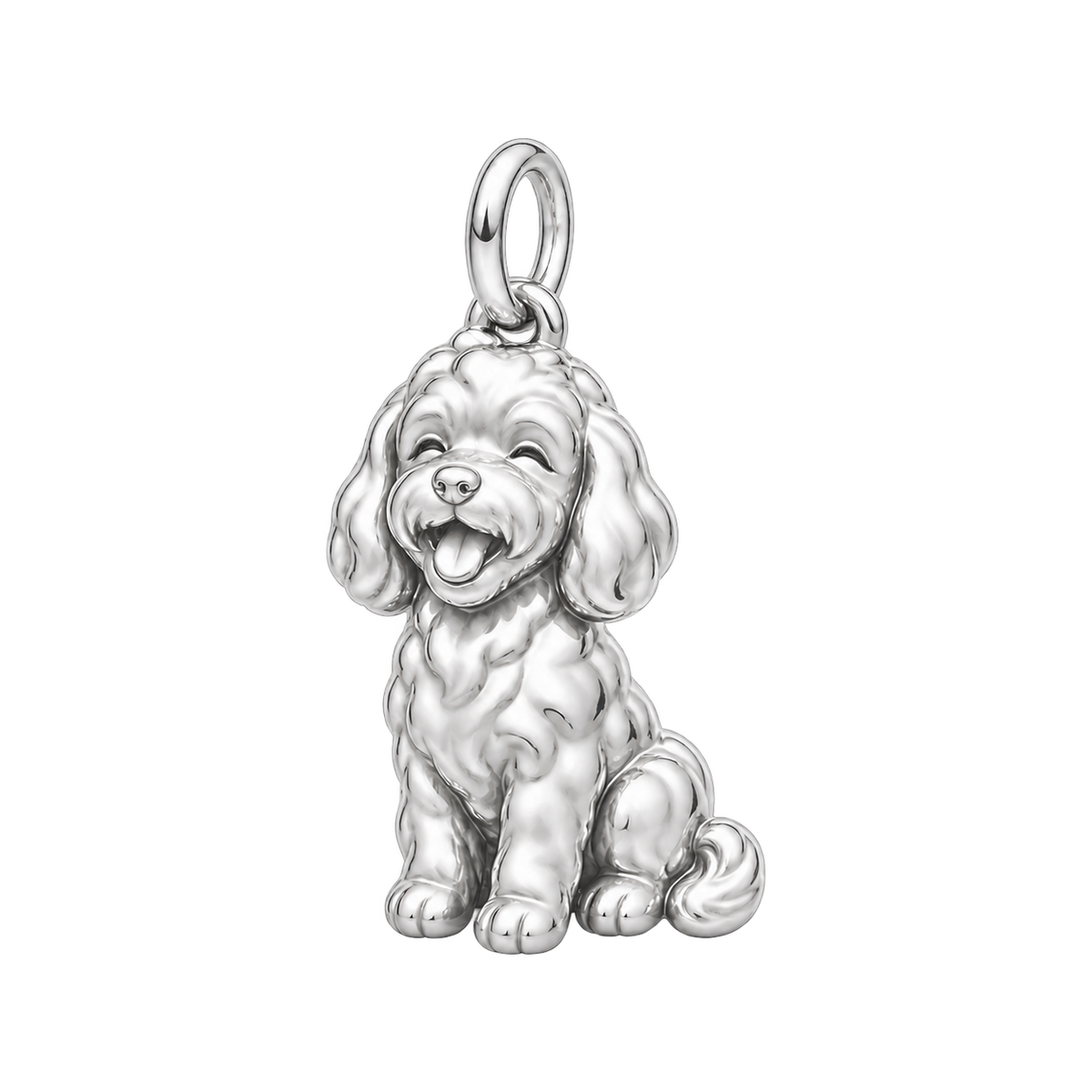 Maltipoo — Happy Pup Charm and Polyester Cord Bracelet Set — Silver