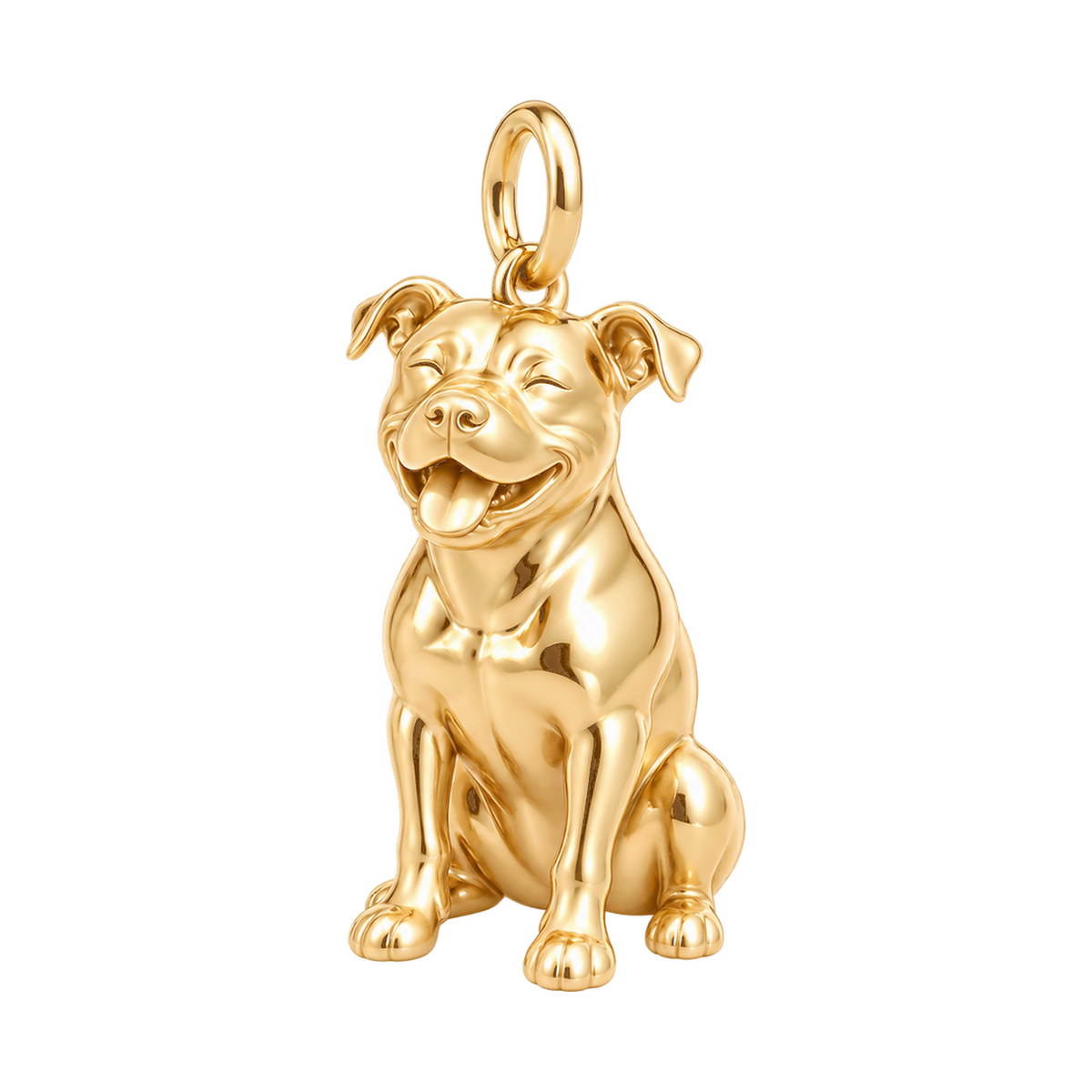 Pit Bull — Happy Pup Charm and Polyester Cord Bracelet Set — Gold