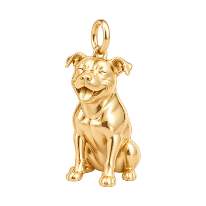 Pit Bull — Happy Pup Charm and Polyester Cord Bracelet Set — Gold