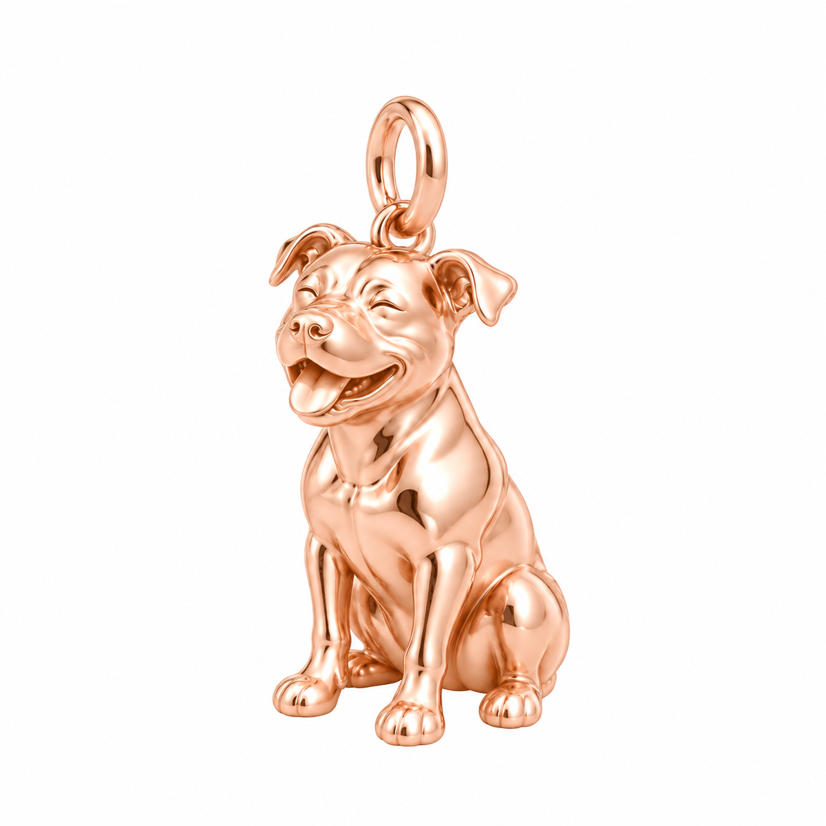 Pit Bull — Happy Pup Charm and Polyester Cord Bracelet Set — Rose Gold