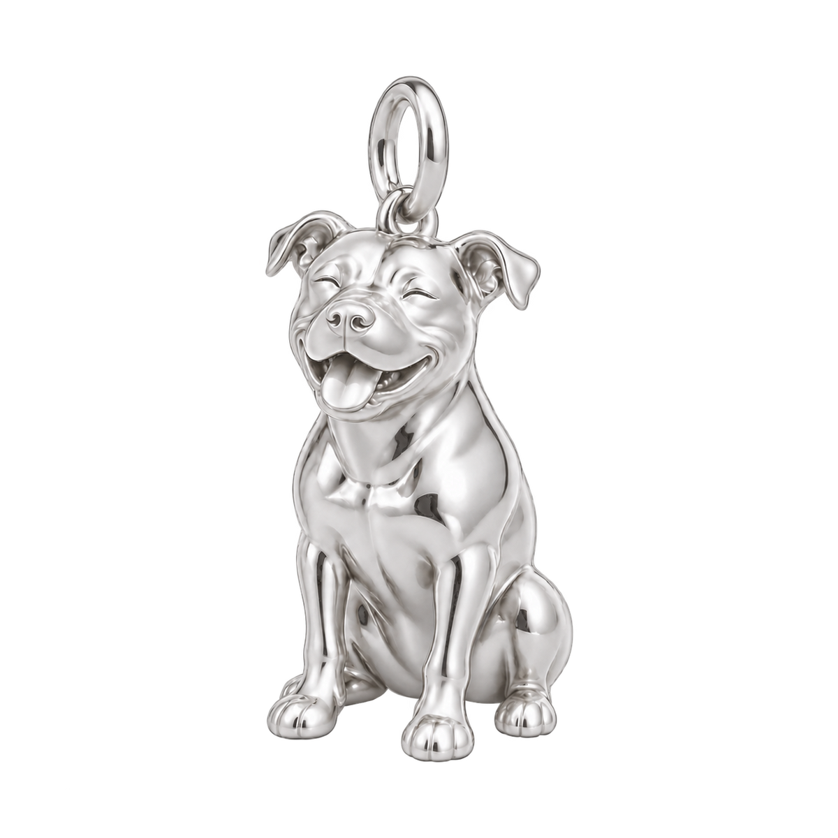 Pit Bull — Happy Pup Charm and Polyester Cord Bracelet Set — Silver