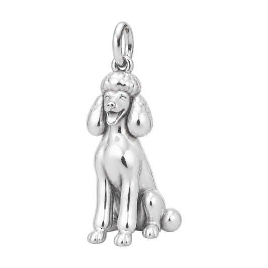 Poodle - standard — Happy Pup Charm and Polyester Cord Bracelet Set — Silver
