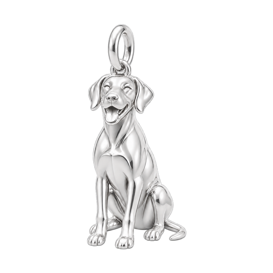 Rhodesian Ridgeback — Happy Pup Charm and Polyester Cord Bracelet Set — Silver