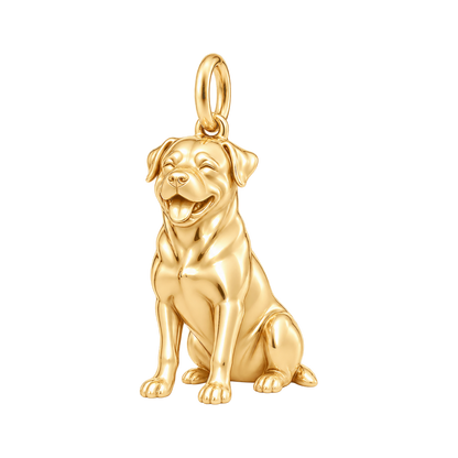 Rottweiler — Happy Pup Charm and Polyester Cord Bracelet Set — Gold