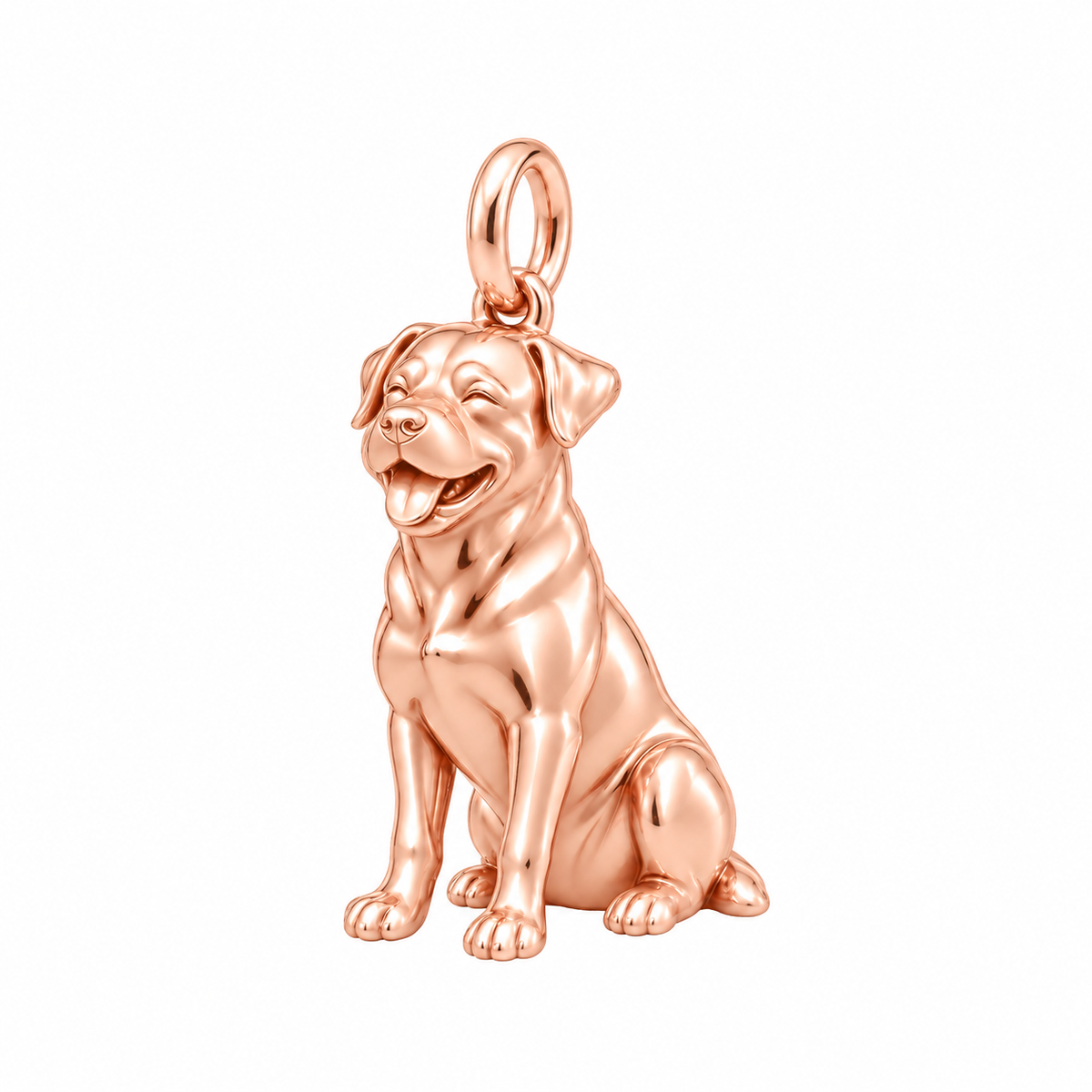Rottweiler — Happy Pup Charm and Polyester Cord Bracelet Set — Rose Gold