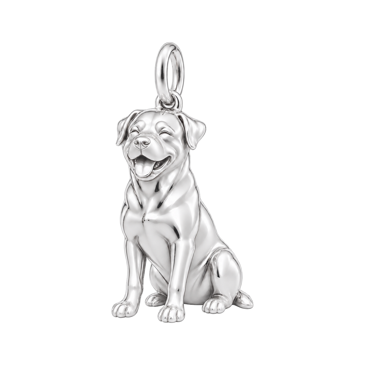 Rottweiler — Happy Pup Charm and Polyester Cord Bracelet Set — Silver