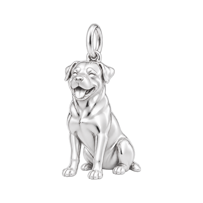 Rottweiler — Happy Pup Charm and Polyester Cord Bracelet Set — Silver