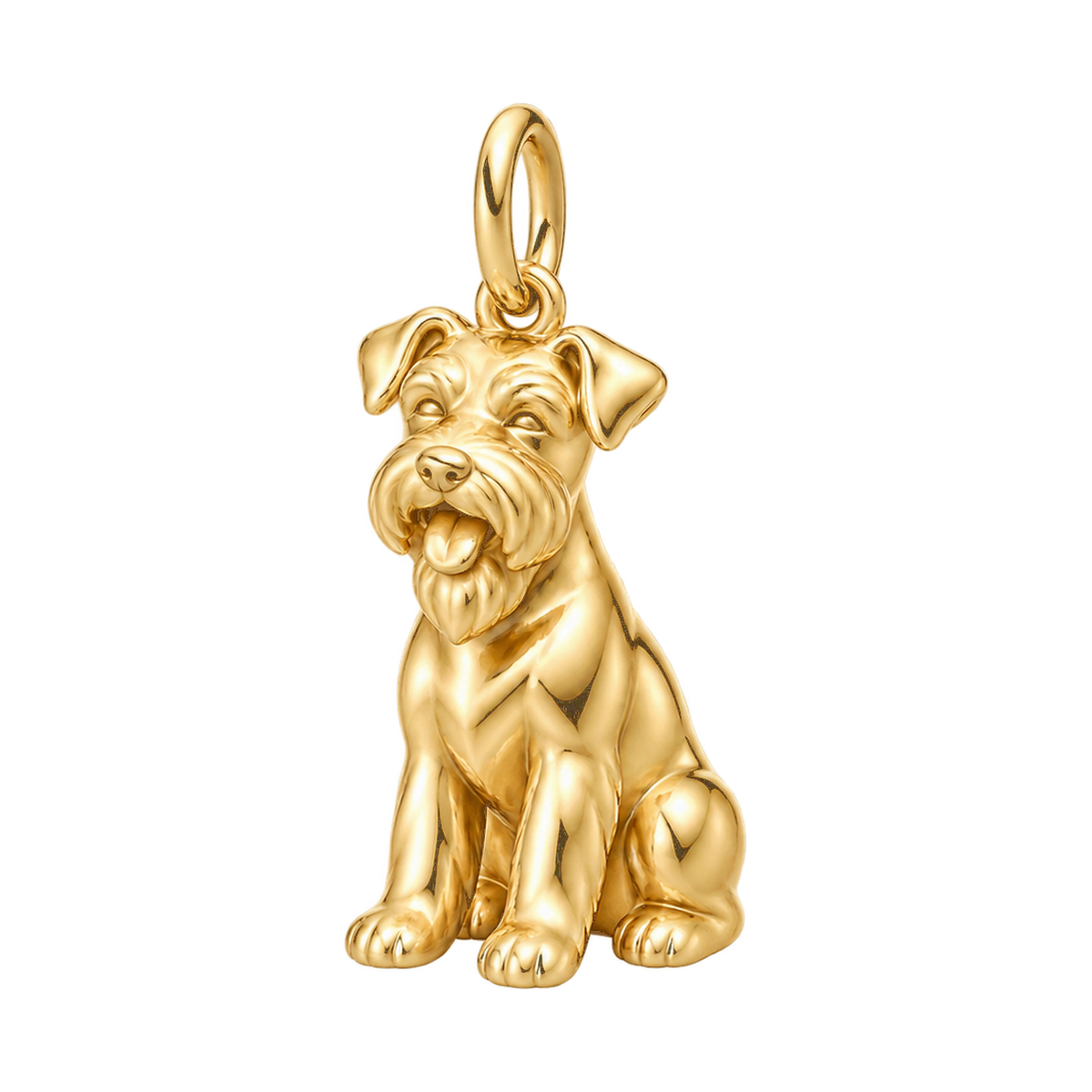 Schnauzer - Miniature, natural ears — Happy Pup Charm and Polyester Cord Bracelet Set — Gold