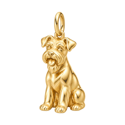 Schnauzer - Miniature, natural ears — Happy Pup Charm and Polyester Cord Bracelet Set — Gold