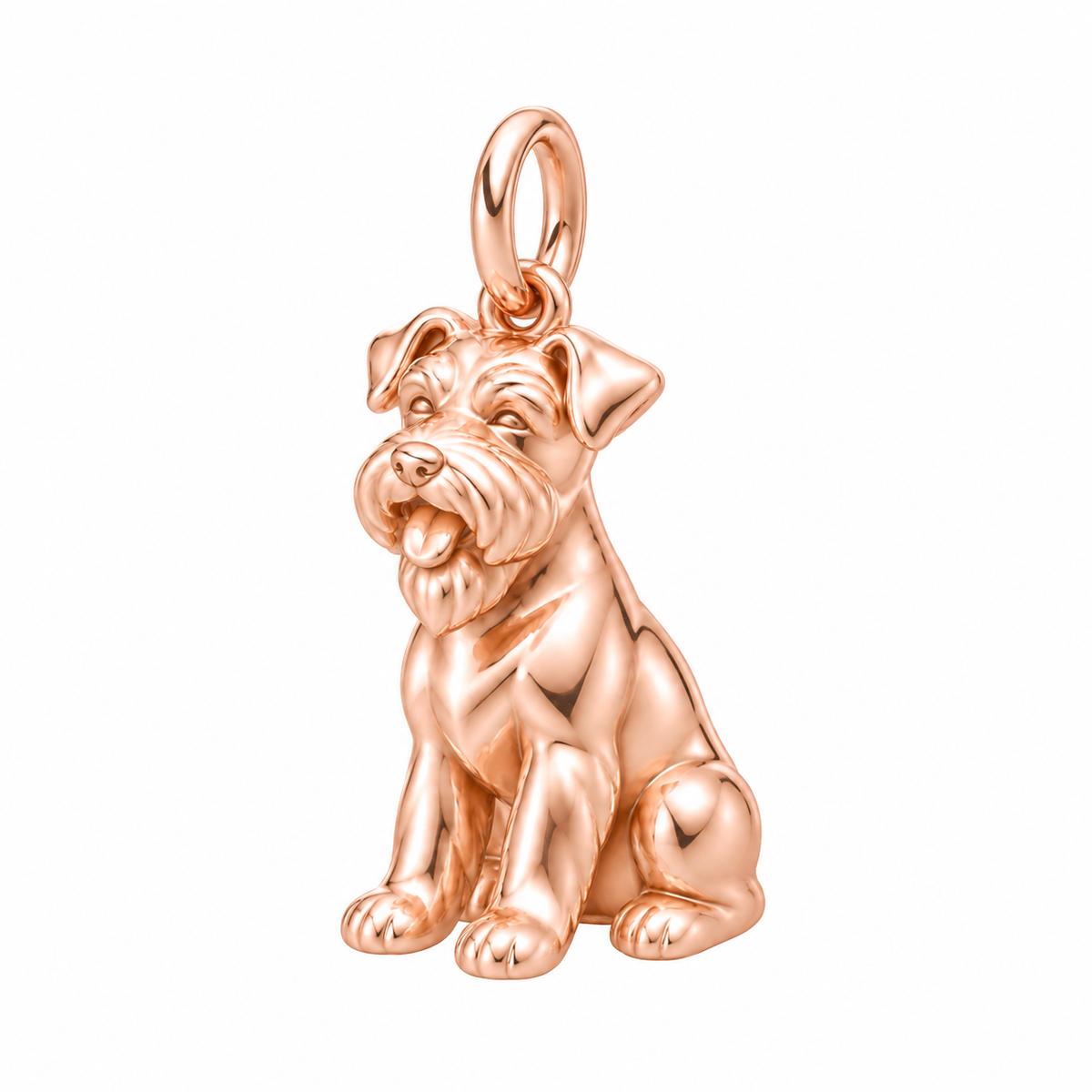 Schnauzer - Miniature, natural ears — Happy Pup Charm and Polyester Cord Bracelet Set — Rose Gold