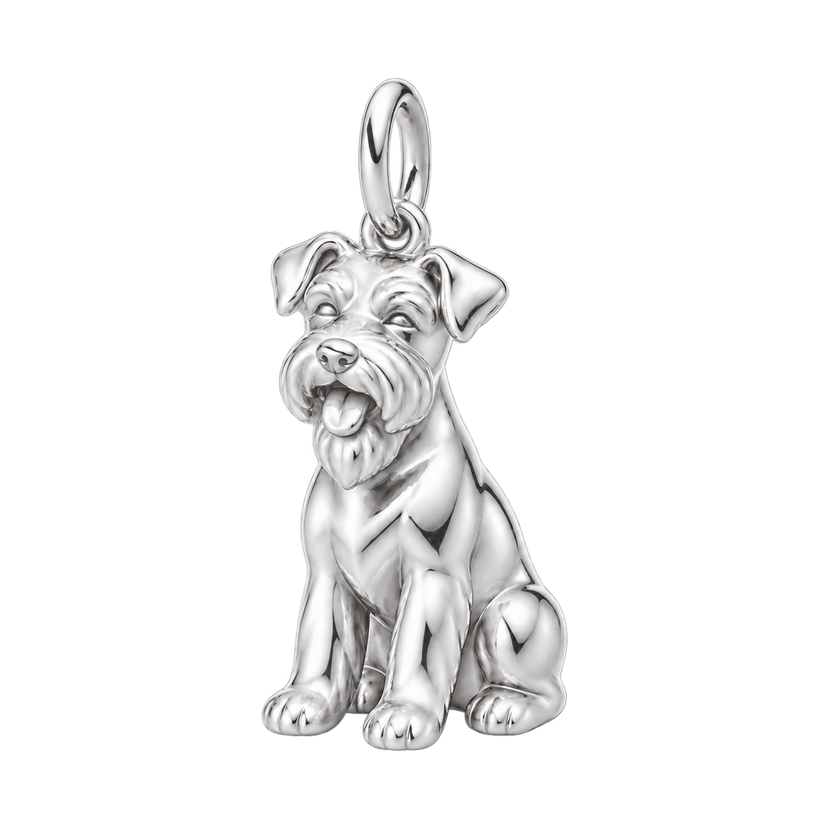 Schnauzer - Miniature, natural ears — Happy Pup Charm and Polyester Cord Bracelet Set — Silver